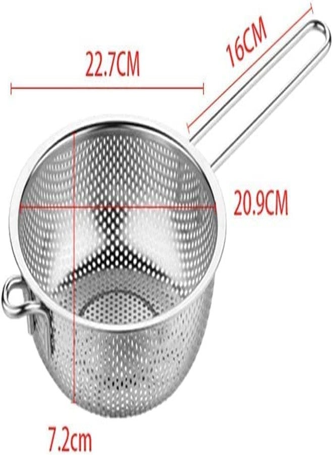 SHREESAMP Deep Fry Basket Stainless Steel with Long Handle Kitchen Wire Skimmer for Frying Food Sieve Colander Metal Strainer Basket with Long Handle Sieve Colander Metal Fine - Image 3